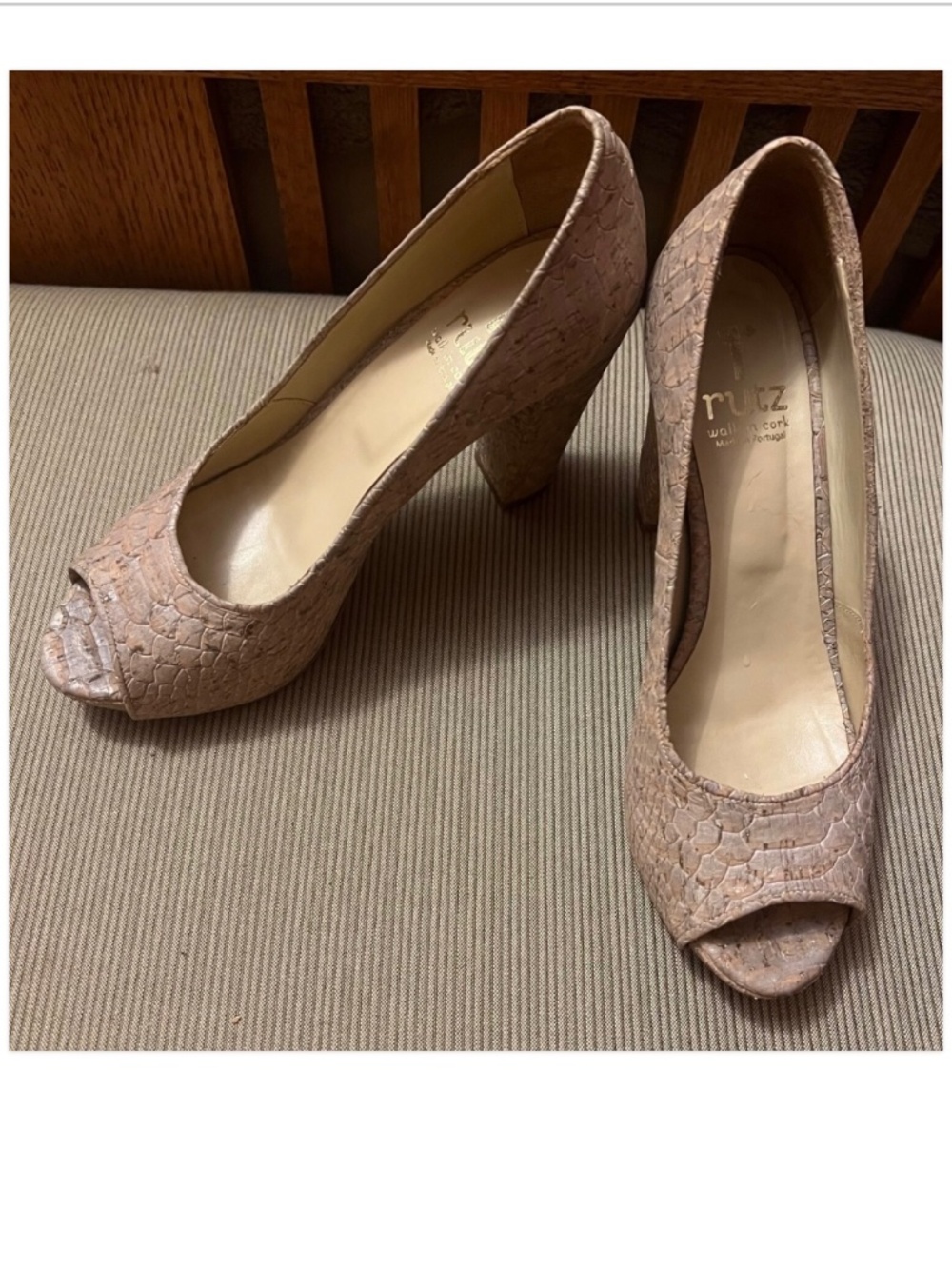 Women’s RUTZ Walk in Cork Open Toe Platform Pumps size 7.5 (EUR 38) Portugal